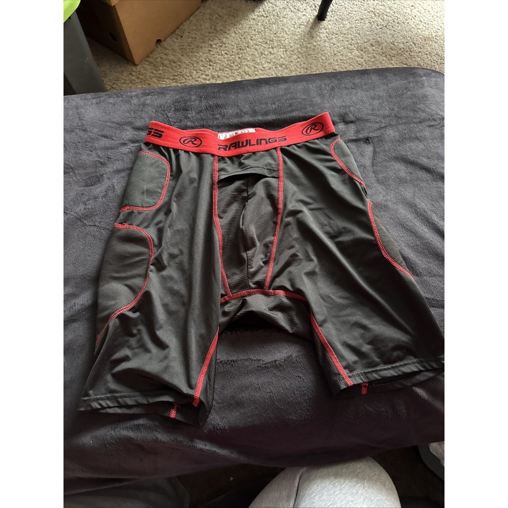 Rawlings‎ Pad Siding Shorts, Adult Size XL, Black, And Red Rawlings Sports